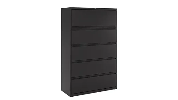 Ball-Bearing Lateral File Cabinet 42in W x 19in D x 68in H with 5 Drawers