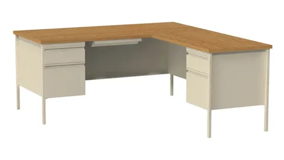 Steel Desk 72in W x 66in D with 1 Pedestal