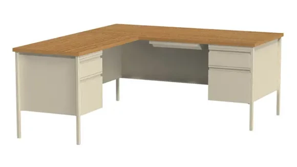 Steel Desk 72in W x 66in D with 1 Pedestal