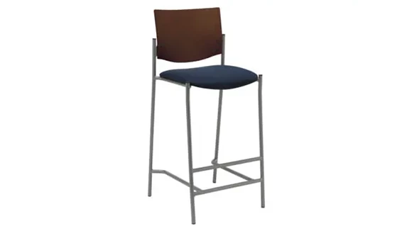 Barstool with Silver Frame and Wood Back