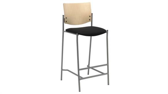 Barstool with Silver Frame and Wood Back