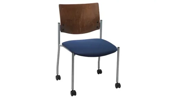 Side / Guest Chair, Armless with Wood Back and Casters