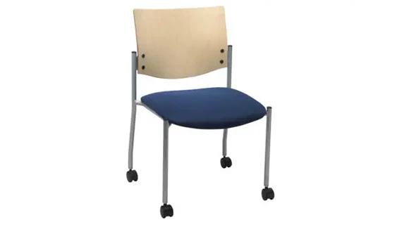 Side / Guest Chair, Armless with Wood Back and Casters