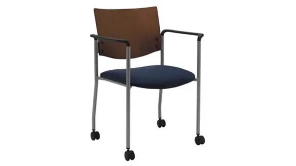 Side / Guest Chair, with Arms, Wood Back and Casters