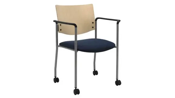 Side / Guest Chair, with Arms, Wood Back and Casters