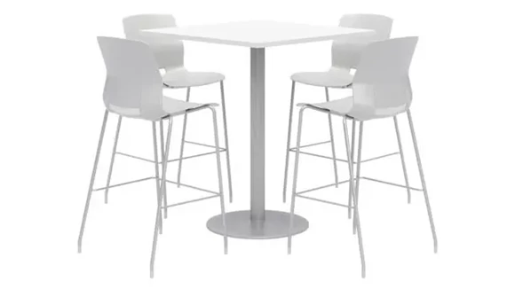 Cafeteria Table 36in Square with 4 Counter Stools