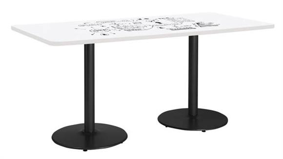 7ft W x 42in D Rectangle Pedestal Table with Whiteboard Top & 29in H Round Base
