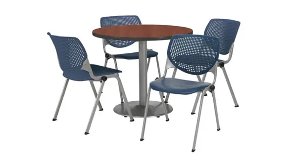 Cafeteria Table 42in Round with 4 Chairs
