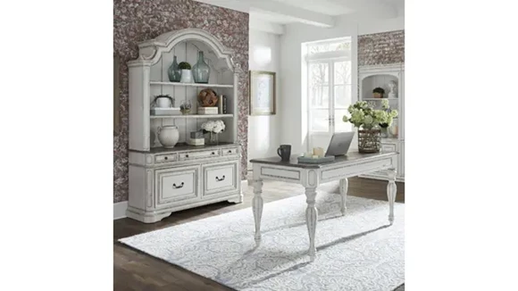 Oak Office Suite with Desk and Credenza