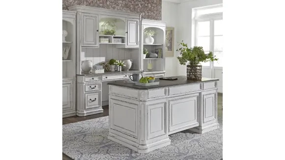 Oak Office Suite with Executive Desk and Credenza