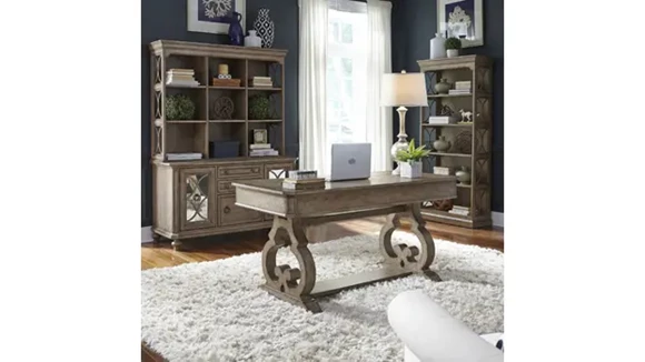 Oak Office Suite with Desk and Credenza