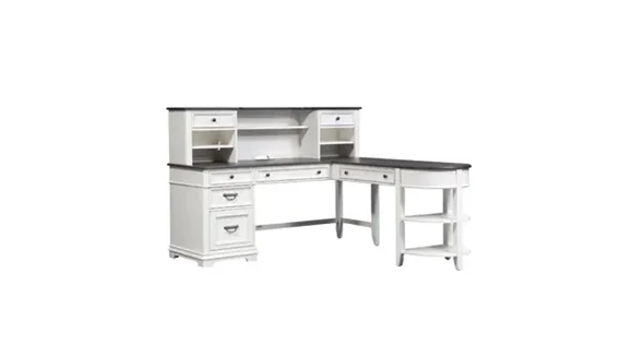 L-Desk 70in W x 74in D with Hutch and Wire Management