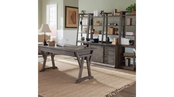 Oak Office Suite with Desk and Credenza