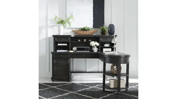 L-Shaped Desk Set Wood Veneer