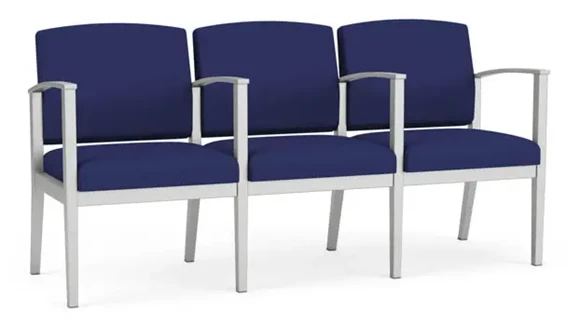 3-Seat Sofa 65in W x 23in D with Center Arms and Steel Frame