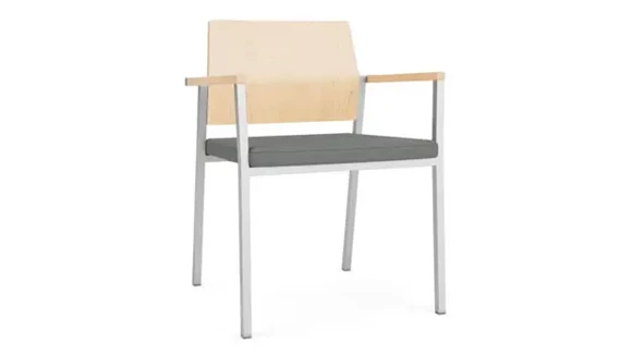 Guest Chair Upholstered Seat Contoured Back Wood Legs