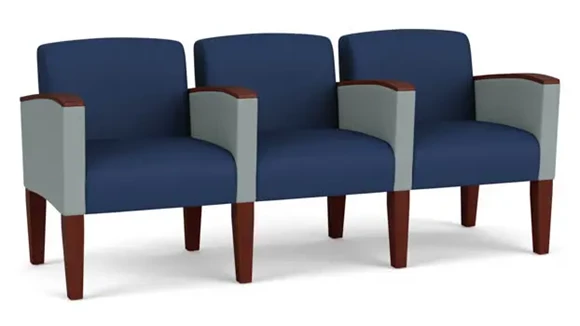 3 Seats with Center Arms, Upholstered Seat, Back and Arms