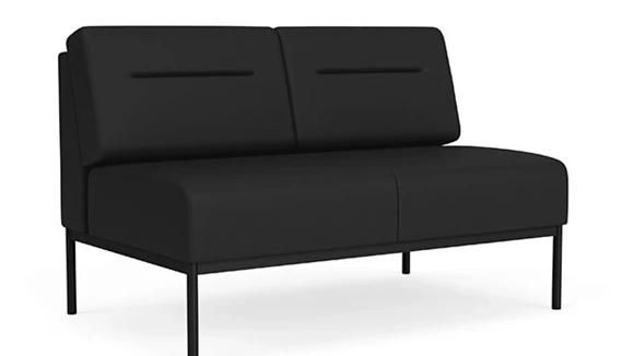 Armless Loveseat with Steel Frame and Padded Seat