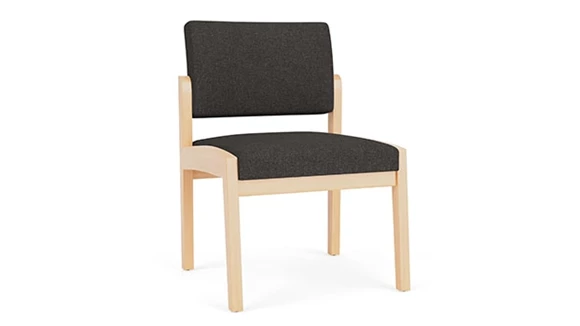 Lenox Wood Armless Guest Chair - Vinyl and Fabric Upholstery
