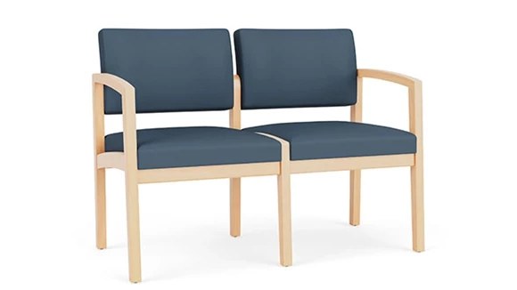 Lenox Wood 2 Seat Sofa - Vinyl and Fabric Upholstery