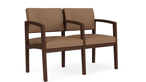 Lenox Wood 2 Seats with Center Arm - Vinyl and Fabric Upholstery