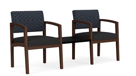 Lenox Wood 2 Chairs with Center Black Table - Designer Combo Upholstery