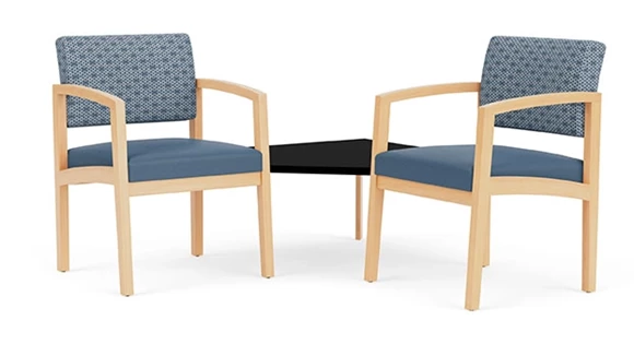 Lenox Wood 2 Chairs with Corner Black Table - Designer Combo Upholstery