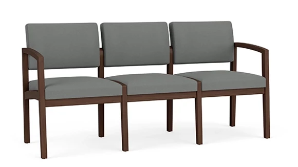 Lenox Wood 3 Seat Sofa - Vinyl and Fabric Upholstery