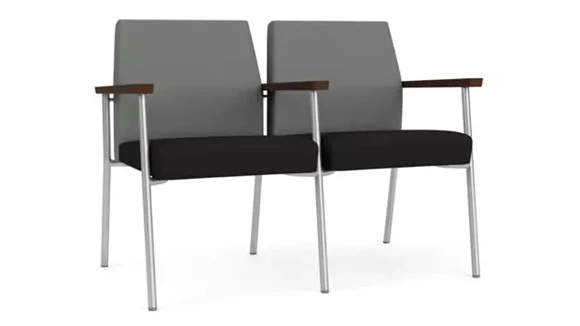 2 Seats with Center Arm, Upholstered Seat, Upholstered Back