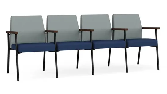 4 Seats with Center Arms, Upholstered Seat, Upholstered Back