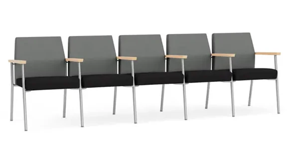 5 Seats with Center Arms, Upholstered Seat, Upholstered Back