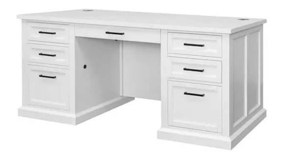 Modern Wood Double Pedestal Executive Desk- Fully Assembled