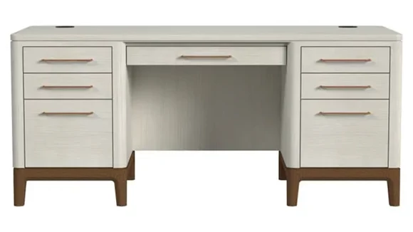 Executive Desk Double Pedestal White Wood Grain Finish
