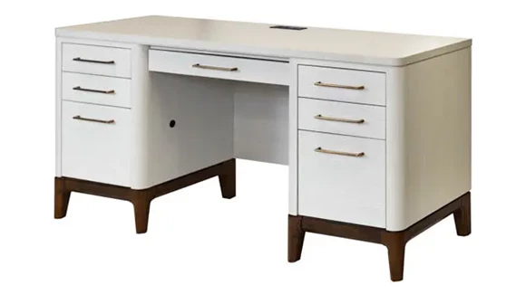 Credenza Desk Soft White Wood Grain Laminate