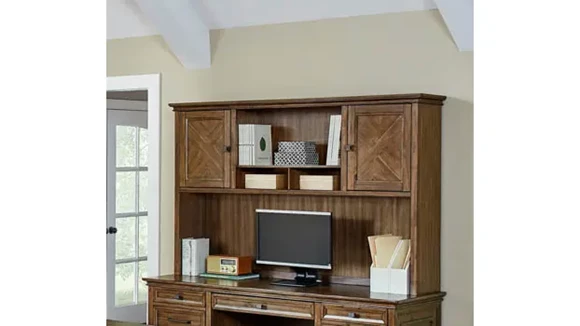 Hutch 69W with Doors Wood Veneer Herringbone Finish
