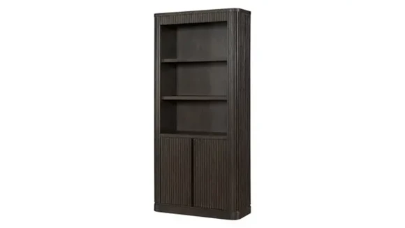 Bookcase 36in W x 13in D x 76in H with Two Wood Lower Doors