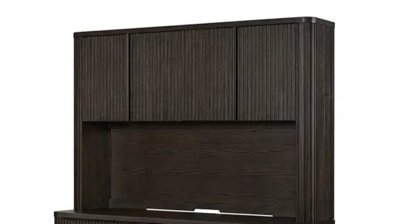Desk Hutch 68in W x 13in D x 46in H with 4 Wood Doors and 2 Adjustable Shelves