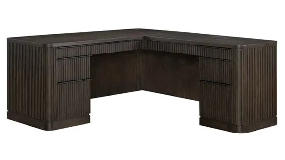 L-Desk 76in W x 23in D with 2 Pedestals