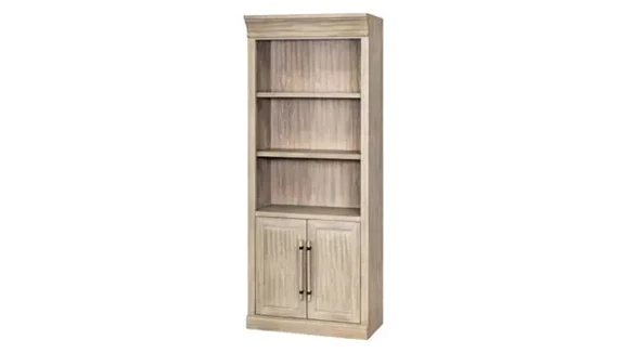 Traditional Wood Bookcase with Doors, Fully Assembled