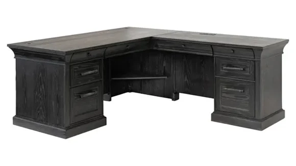 Traditional Executive Wood Double Pedestal L-Desk