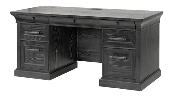Traditional Wood Executive Credenza Desk , Fully Assembled
