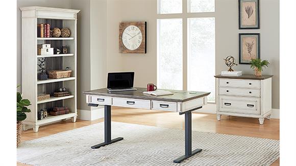 Electric Sit to Stand Desk with Lateral File & Bookcase