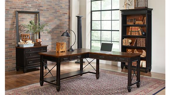 L Shaped Desk with Lateral File & Bookcase