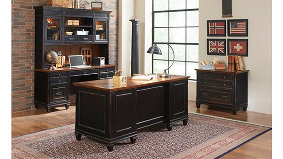 Executive Desk with Lateral File & Credenza with Hutch