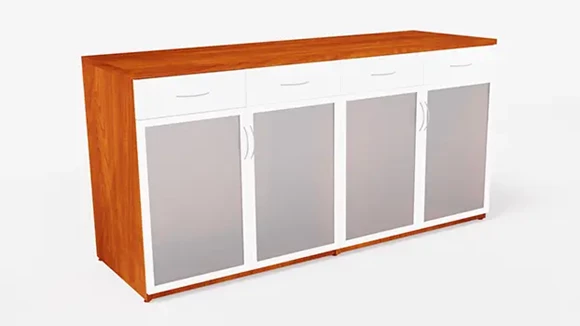 Storage Credenza 72in W x 24in D x 36in H with 4 Glass Doors