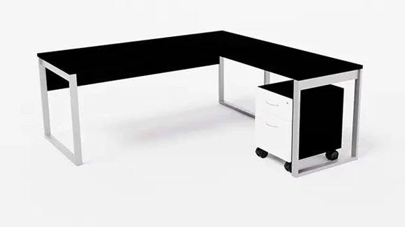 L-Desk 72in W x 72in D with 1 Pedestal