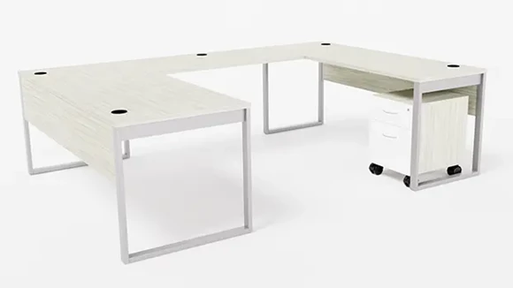 U-Desk 102in W x 72in D with 1 Pedestal