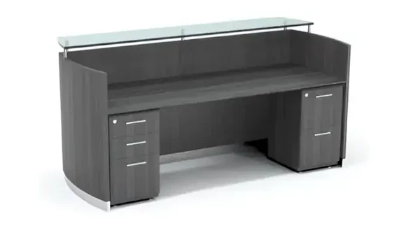 Reception Desk 87in W x 37in D with 2 Pedestals