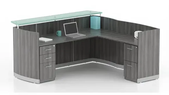L-Desk Reception Desk 87in W x 85in D with 1 Pedestal