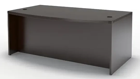 Bow-Front Desk Shell 72in W x 42in D with Wire Management